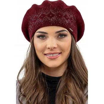 Čepice Vivisence červený baret univerzální velikosti, vlna