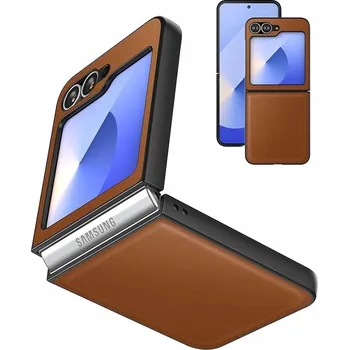 Pouzdro na mobilní telefon Eastcoo Slim kožené pouzdro pro Samsung Galaxy Z Flip 6 5G Flip7 FE, hnědé