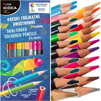 Pastelka Kidea PASTELKY OBOUSTRANNÉ TUŽKY trojúhelníkové, 12 kusů , 24 barev