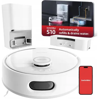 Robotický vysavač SwitchBot S10 W3211800 Uklízecí robot LiDAR Mopping Černá Automatický