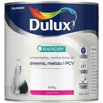 univerzální barva Dulux Rapidry Rychleschnoucí barva na dřevo a kov BÍLÁ SATÉNOVÁ 2,5L