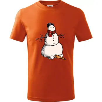 Sněhulák se spadlým nosem - Tričko dětské bavlněné - 122 cm/6 let ( Oranžová )