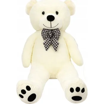 plyšák Velký PLYŠOVÝ MEDVÍDEK PLYŠÁK BÍLÝ MEDVÍDEK S MAŠLÍ 100 cm