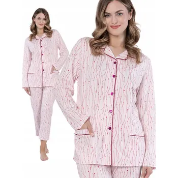 Dámské pyžamo Leveza UTE - dámské pyžamo na knoflíky - klasická elegance M