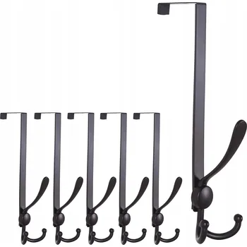 Věšák Hák Věšák na Dveře Černý 6 Ks