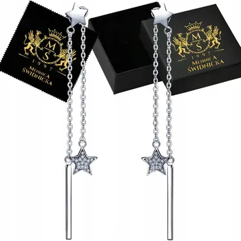 Náušnice Stříbrné 925 Náušnice Visací Dlouhé se Zirkony