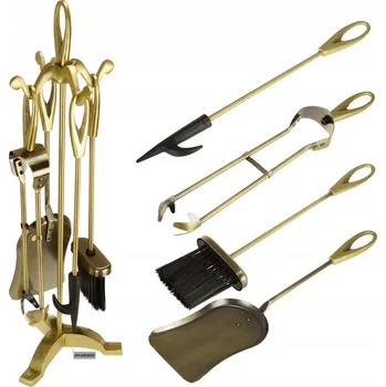 Krbové nářadí STAROŽITNÁ KRBOVÉ NÁŘADÍ DOPLŇKY PŘÍSLUŠENSTVÍ KE KRBU A KAMNŮM - 5 DÍLŮ