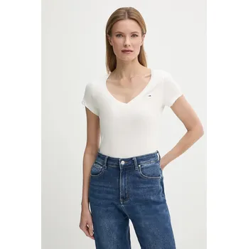 Pánské oblečení Bavlněné tričko Tommy Jeans DW0DW20458 bílá 00A, vel. M