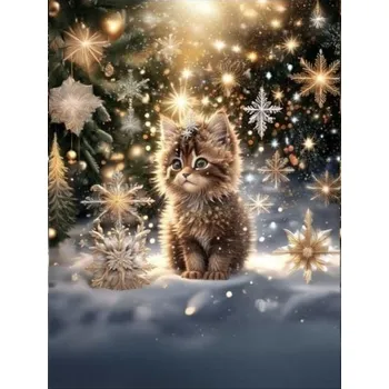 Panel- Teplákovina - Kočička na sněhu 80x60