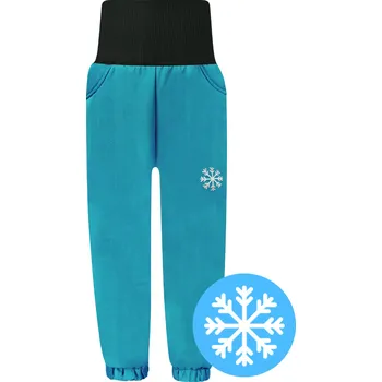 Dívčí kalhoty V-Mart, Zimní petrolejové softshellové kalhoty (s beránkem) 92