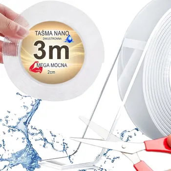 Lepicí páska SILNÁ OBOUSTRANNÁ PÁSKA 3m NANO GRIP SAMOLEPICÍ VODĚODOLNÁ 300cm