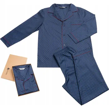 Pánské pyžamo Klasické pánské pyžamo RE-910 C3 Tmavě modré 100% bavlna - M