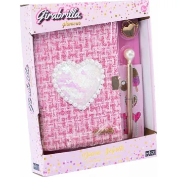 Diář Nice Tvídový diář s flitrovým srdíčkem