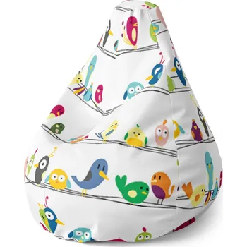 Sedací pytel Sablio Sedací vak Pear Ptáčci Varianta: 70x70x95 cm