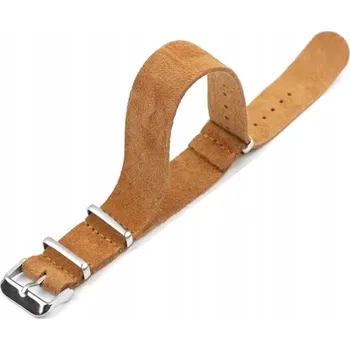 Řemínek na hodinky SEMIŠOVÝ KOŽENÝ ŘEMÍNEK, PRAVÁ KŮŽE - SEMIŠ - HNĚDÝ 22MM + STĚŽEJKY