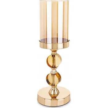 Svícen Svícen kovový skleněný zlatý 35x12x12 168992