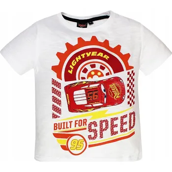 Chlapecké tričko Chlapecké tričko s krátkým rukávem bílé bavlna pohodlné Auta (Cars) 104 cm (4 roky)
