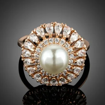 Prsten Francesca Petrucci Prsten Swarovski Elements s perlou Laurence P0169 59 Bílá/čirá