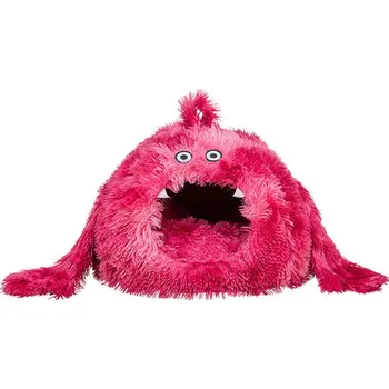 Pelíšek pro kočku Trixie Kukaň MONSTER, 46 x 33 x 46 cm, dlouhovlasý plyš, růžově červená - LIMITOVANÁ NABÍDKA