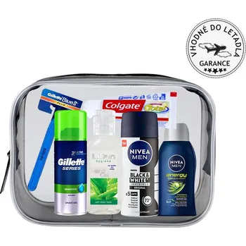 Kosmetická sada Nivea pěna na holení 30 ml + Nivea sprchový gel 50 ml + Colgate zubní pasta 20 ml + Lilien antibakteriální gel 50 ml + Gillette holítko 1ks + Nivea Men antiperspirant 50 ml Dárková sada Varianta: Šedá varianta s gelem - doprava zdarma od 1499 Kč