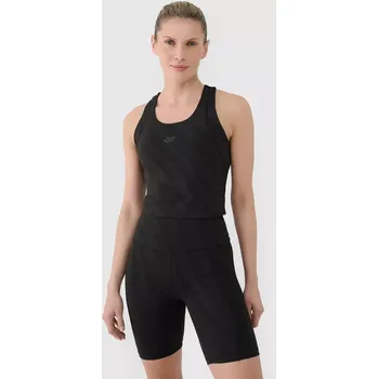 4F dámský crop top na cvičení 4FWSS25TFSLF413 černý (S) (S, černá)