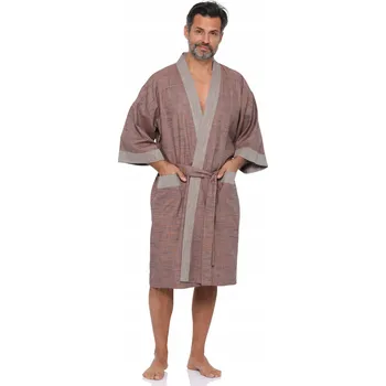 Dámský župan Revise RE-516 Kimonový župan - 100% bavlna - Béžová Melange 3XL/4XL