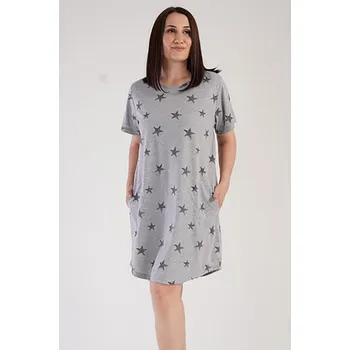 Dámské noční prádlo Dámská Košile s kapsami noční krátký rukáv 3040620736 4XL šedá