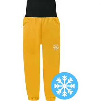 Dívčí kalhoty V-Mart, Zimní hořčicové softshellové kalhoty (s beránkem) 86