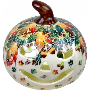 Svícen Lucerna Dýně - Halloweenský svícen PODZIM Keramika Bolesławiec