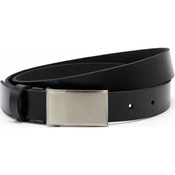 Opasek Pánský kožený Pásek ke kalhotám celokovová spona, černý