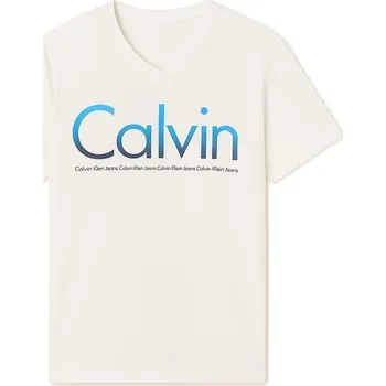 Pánská móda Calvin Klein Pánské Tričko s Kratkým Rukávem CK Bílé