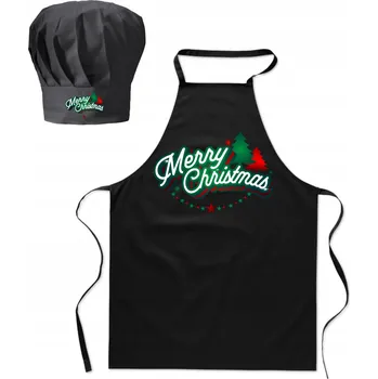 Kuchyňská zástěra Kuchyňská zástěra, kuchařská čepice, vánoční sada - Veselé Vánoce