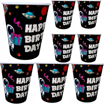 Jednorázové nádobí PAPÍROVÉ KELÍMKY KOSMOS SADA NA NAROZENINY PRO DĚTI 6 Ks. NA JEDNO POUŽITÍ EKO