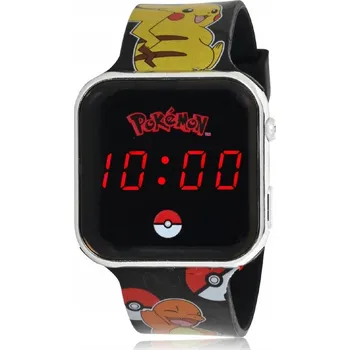 Hodinky PEERS HARDY - POKÉMON ČERNÉ LED HODINKY S POTIŠTĚNÝM ŘEMÍNKEM S POSTAVIČKAMI
