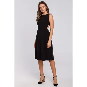 Dámské šaty VÝPRODEJ ŠATY ELEGANTNÍ SPOLEČENSKÉ MIDI S ODHALENÝMI ZÁDY ČERNÉ 44 XXL
