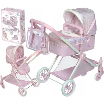 Kočárek pro panenku FUNKČNÍ KOČÁREK PRO PANENKY 3V1 HLUBOKÝ A SPORTOVNÍ Niza DeCuevas Toys 80746