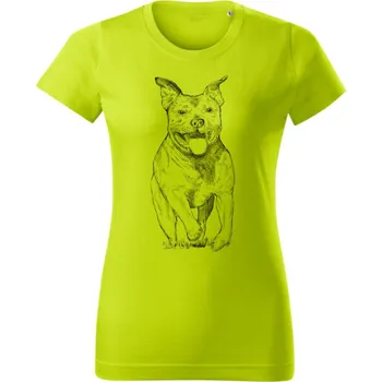 Dámské oblečení Dámské tričko, Stafordširský bulteriér kresba Limetková 2XL
