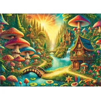 Puzzle dřevěné puzzle wooden city mystický les u vodopádu 1010 dílků