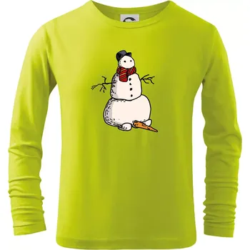 Sněhulák se spadlým nosem - Triko dětské Long Sleeve - 146 cm/10 let ( Limetková )
