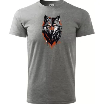 Pánské tričko Sablio Tričko s potiskem Wolf paint 1 - šedé 4XL
