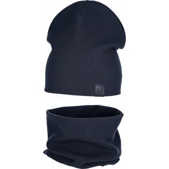 Čepice Černá SOUPRAVA Čepice + Nákrčník Tunel DVOUVRSTVÝ ŽEBROVANÝ podzim jaro 46-50