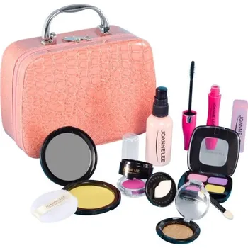 Kosmetická taška Kosmetický kufřík 20 x 8 x 19 cm Make-up sada pro děti 12 kusů Stimulované líčicí produkty s rtěnkou řasenkou stíny pudrem a dalšími doplňky růžová