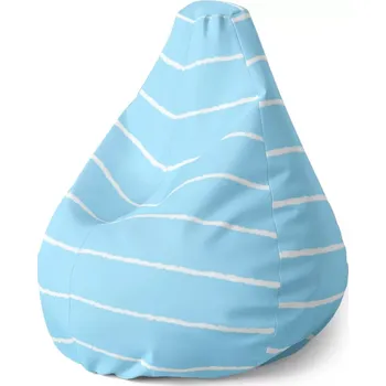 Sedací pytel Sablio Sedací vak Pear Bílé linky na modré - 140 x 100 x 25 cm