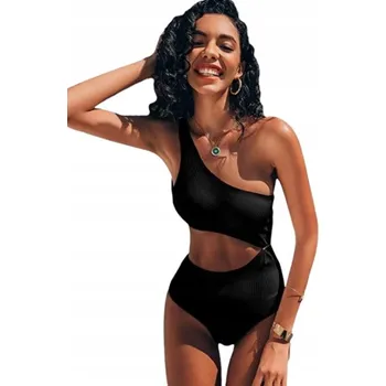 Dámské plavky SHEIN PLAVKY S ŽEBROVÁNÍM ČERNÉ M V_A