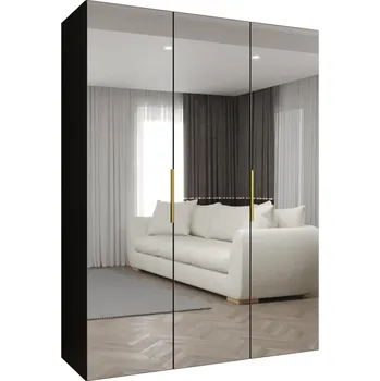 Šatní skříň Otevírací skříň Marbella 3 150 - Abiks Meble Černá / Zlatá 150x202 cm