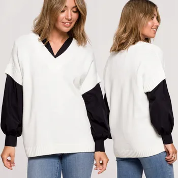 Dámský svetr BeWear dámský svetr bílý volný k bokům velikost S/M