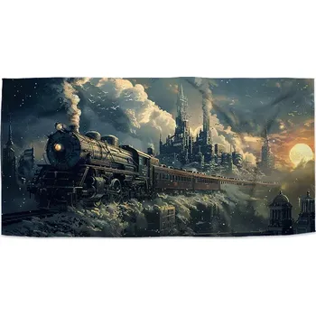 Osuška Sablio Ručník Parní lokomotiva v zasněženém městě - 30x50 cm