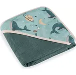 PETITE&MARS Osuška bambusová s kapucí Loulou Whale Song 100 x 100 cm (418368)