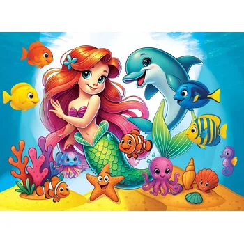 Puzzle Dřevěné puzzle mořská víla a delfín 40 dílků WOODEN CITY