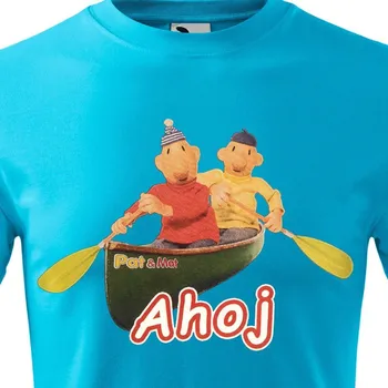 Tričko Pat a Mat Ahoj vodácké - velikost XL, Barva Tyrkysová